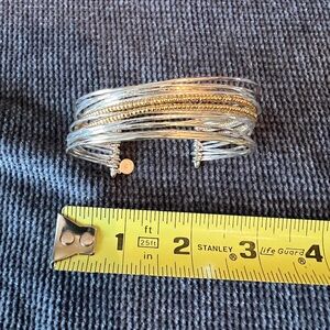 Stella and Dot silver and gold mixed metal cuffed bracelet.